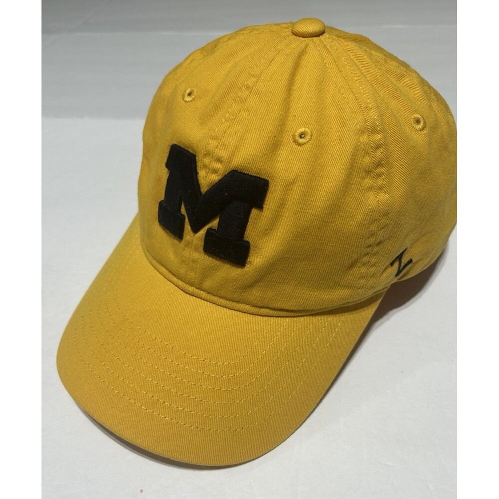 Zephyr Michigan Wolverines Yellow Black Block M Dad Hat Strapback Cap Size L